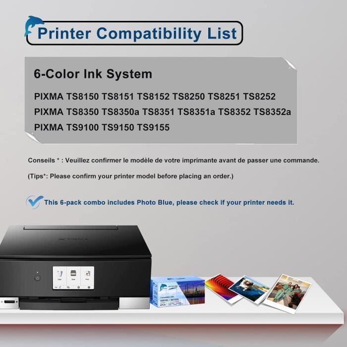 Pack 10 Cartouches D'encre Compatibles Canon PGI-580/CLI-581 XXL - Pour Imprimantes TS/TR Série - Haute Capacité - 5