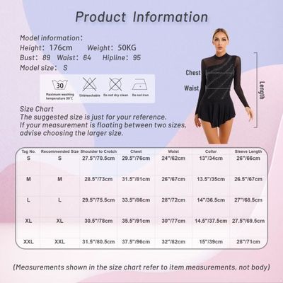Robe De Patinage Aislor – Strass, Manches Longues, Coupe Courte – Idéale Pour Compétition Et Danse