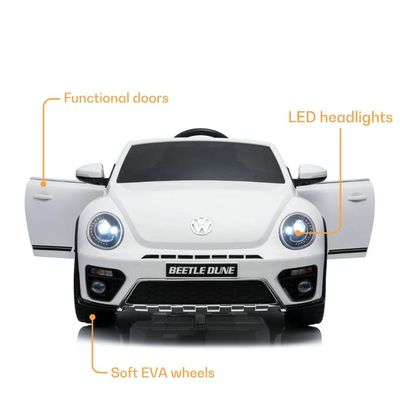 Volkswagen Junior Beetle – Voiture à Pédales Pour Enfant – Blanche – Dès 12 Mois – En PE Solide