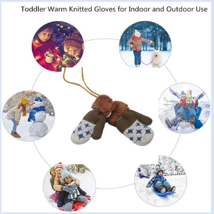 Moufle Enfants hiver chaud solide tricoté mignon avec des gants de