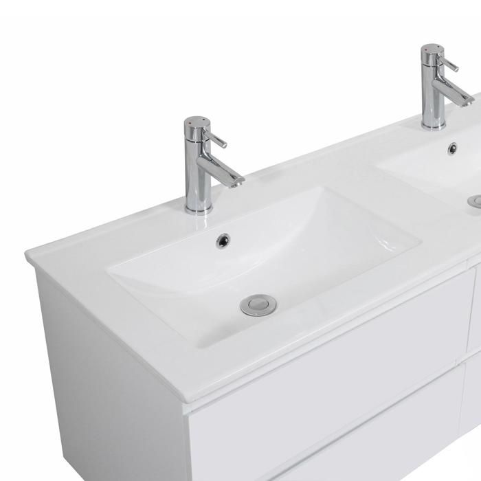 Meuble De Salle De Bain Suspendu Avec Double Vasque à Encastrer, Gris