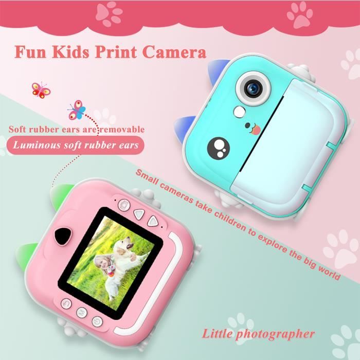 Appareil Photo Numérique Pour Enfants 1080P Vedio, Appareil Photo Thermique à Impression Instantanée Avec 32G Pour Filles Et Garçons De 3 à 12 Ans, Meilleurs Cadeaux De Noël Et D'anniversaire