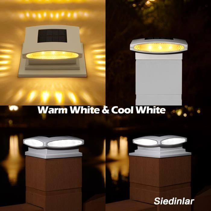 Lampe Solaire Poteau 4x4 LED 90 Lumens Chaud Froid