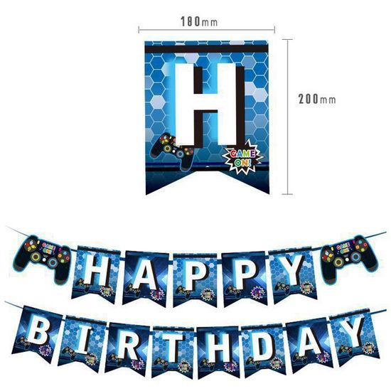 Déco Anniversaire Thème Jeu Vidéo 10 Ans - Kit Ballons, Bannière Et Fond - Idée Cadeau Gamer - Fête Gaming