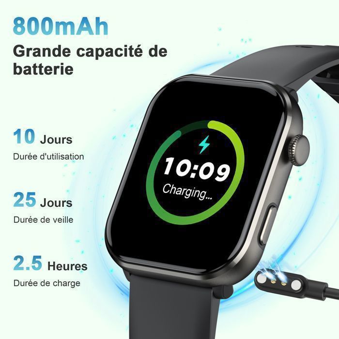 Montre Connectée CASCHO 1,85" HD - Appels Bluetooth, 115+ Modes Sport, étanche IP68, Autonomie 30 Jours