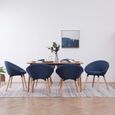 6 pcs Lot de Chaises de salle à manger Chaise à dîner Contemporain Bleu Tissu #5535-0