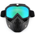 Masque Lunettes de Mote Casque Visage Protection Moto Ski Bicyclette Moteur Bleu-0