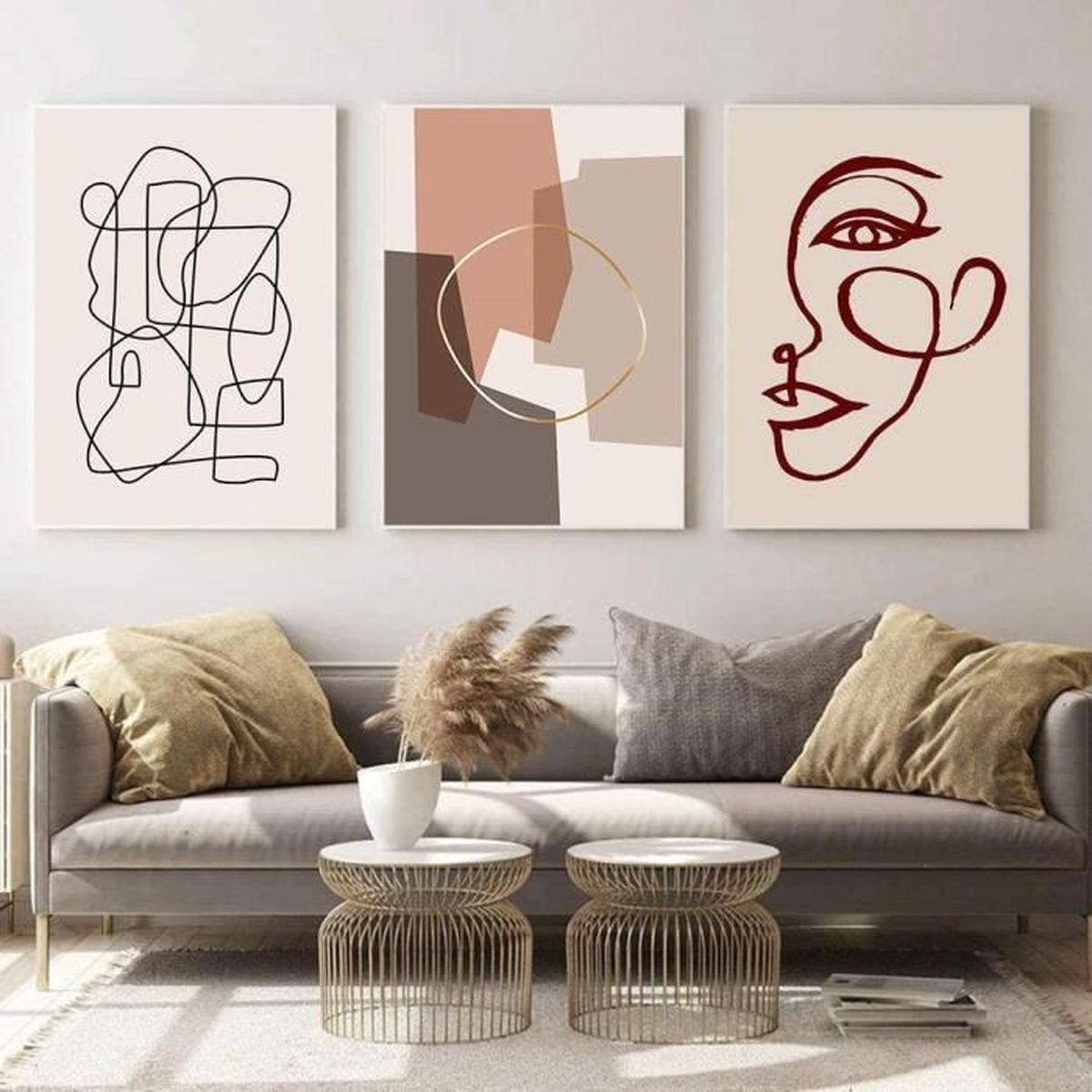 Déco Murale Femme Ligne Unique - Set De 4 Posters Noir Et Blanc | Style Scandinave Moderne