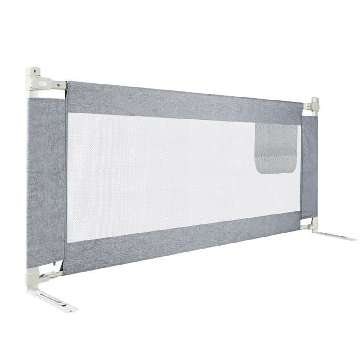 Barrière De Lit Bébé Réglable 40-60 Cm – Forme Modulable (I, L, O, U) – Housse Démontable Lavable – Gris - 10