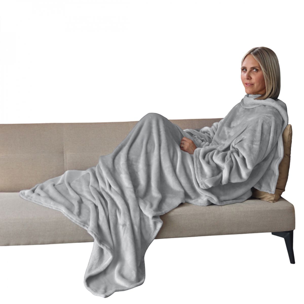 Couverture sherpa portable avec manches et poche pour adultes légère et douce en polaire pour TV Pour homme et femme Couverture sherpa portable avec manches et poche pour adultes légère et douce en polaire pour TV Pour homme et femme