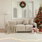 SWEIKO Canape droit design moderne meuble rembourré 3 places avec coussins décoratifs canapé de salon Beige