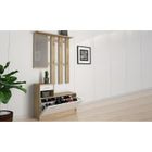DMORA Meuble d'entrée avec étagère à chaussures et miroir - cm 100 x 25 h180 - Style et design contemporain, blanc et marron