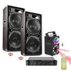Pack Sono Enceintes 2 x 1000W IBIZA SOUND - Ampli 2x800W - Machine Fumée LED FOGGY-ASTRO - Liquide 1L - Cadeau Dj Salle des fêtes