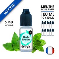 E-liquide saveur Menthe Extra Forte 100 ml en 6 mg de nicotine - 10 x 10 ml - marque E-lyk