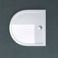 Receveur de douche bac à douche Sogood Faro4 acrylique blanc plat en demi-cercle 90x90x4cm pour la salle de bain avec bouchon AL02