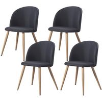 MAEVA - Lot de 4 chaises scandinave - Tissu -  Noir - pieds en métal design salle a manger salon - 52 x 48 x 79 cm