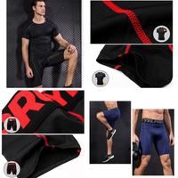Ensemble de Sport Fitness Vêtements T-Shirt+Shorts Homme Compression et Collant Stretch Séchage Rapide