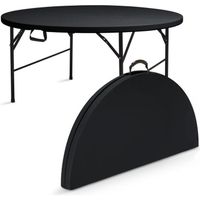 Table pliante ronde 8 personnes noire - REKKEM - Pliable - 150 cm - PEHD