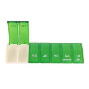 PILULIER Pilulier Hebdomadaire - Box7 - 7 Cases - 1 Prise Par Jour - Vert - Anabox