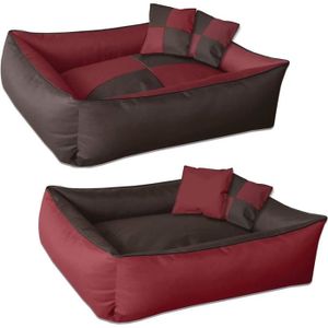 CORBEILLE - COUSSIN ® Max Quattro 2En1, Rouge-Brun, L Env. 80X65 Cm,Panier Corbeille, Lit Pour Chien, Coussin De Chien[I3210]