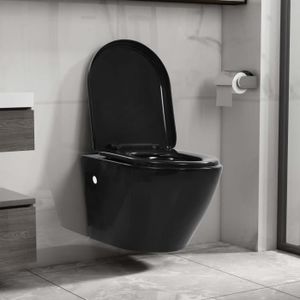 WC - TOILETTES WC suspendu sans rebord INGSHOP - Céramique noire - Fonction de ralentissement de la fermeture