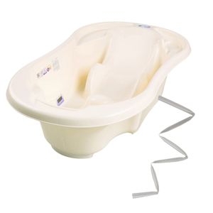 BAIGNOIRE  Baignoire bébé rigide avec réducteur et thermomètre intégrés - MON MOBILIER DESIGN - Jaune + Tuyau