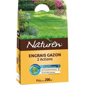 ENGRAIS NATUREN Engrais Gazon Organique 2 en 1 - 8kg