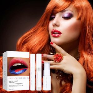 ROUGE A LÈVRES SURENHAP Peel Off Lip Stain Kit de rouge à lèvres liquide à Base naturelle, résistant à l'eau, beaute maquillage Rouge-marron