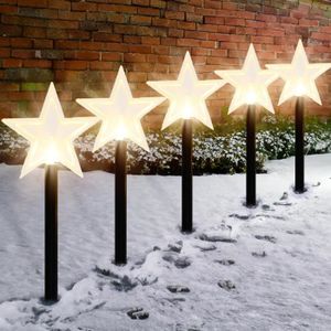 GUIRLANDE D'EXTÉRIEUR Lot de 5 lampes de jardin à LED - étoile - TRAHOO - pour pelouse de Noël - éclairage extérieur
