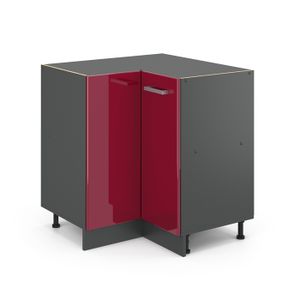 ELEMENTS BAS Vicco meuble d'angle R-Line, Rouge bordeaux Haute brillance, 75.6 cm sans plan de travail