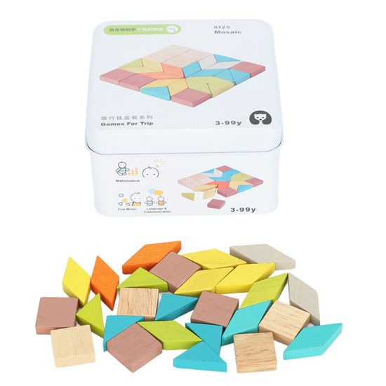 Jeu de blocs à motifs géométriques en bois, Puzzle de 155 pièces, jouet