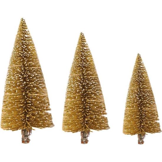 Lot De 6 Mini Sapins De Noël Artificiels En Sisal - 20 Cm Avec Base En Bois - Décoration Festive Verte