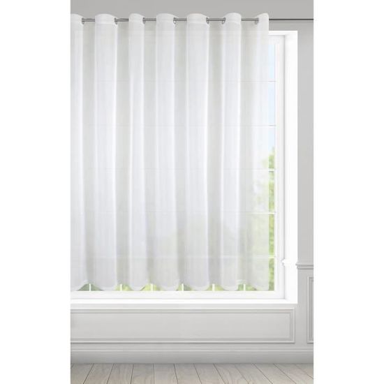 Delien Lot De 2 Rideaux En Voile Avec Motif Ondulé - Couleur Unie - Transparent - Avec œillets - 140 X 145 Cm - Gris - Bleu