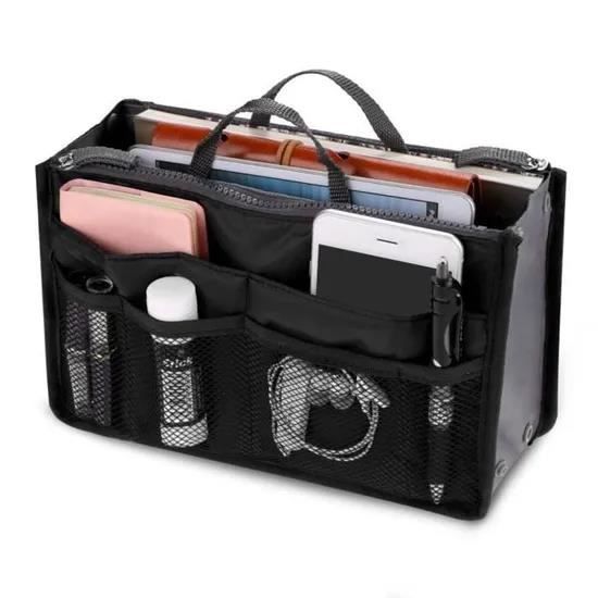 Organisateur de Sac Noir Rangement A Main Organiseur Pochette Carte Voyage Maquillage