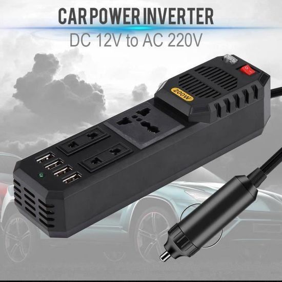 DERICAM Onduleur de voiture 200 W DC 12 V vers 110 V AC convertisseur