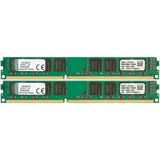 Kingston KVR13N9K2/16 RAM 16Go 1333MHz DDR3 Non-ECC CL9 DIMM Kit (2x8Go ...