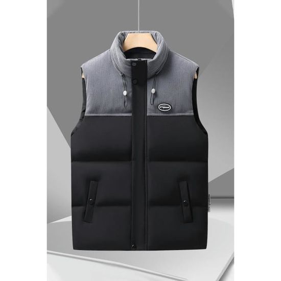 Doudoune sans Manche Homme Bicolore Col montant Grande Taille Noir Noir Cdiscount Pret a Porter