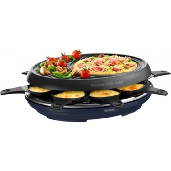 Raclette/grill/crêpière - TEFAL - Neo Bleu RE310412 - 8 personnes - 1050W - Revêtement antiadhésif Easy Plus