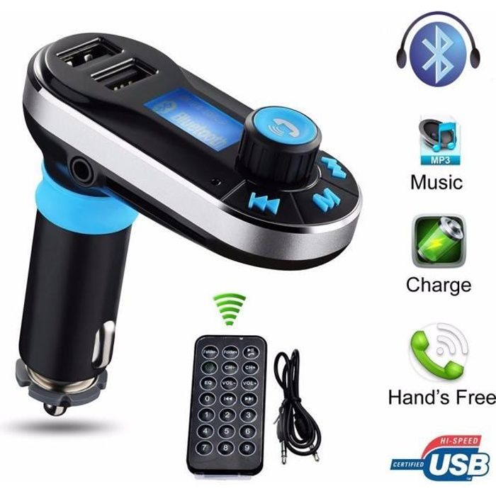 Transmetteur sans fil Bluetooth FM Lecteur de musique Bluetooth voiture Lecteur MP3 double voiture compatible Support Carte Micro SD
