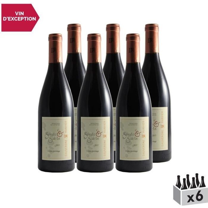 Granite et Galets Crozes-Hermitage Rouge 2017 - Lot de 6x75cl - Dauvergne - Ranvier - Vin AOC Rouge de la Vallée du Rhône - Cépage