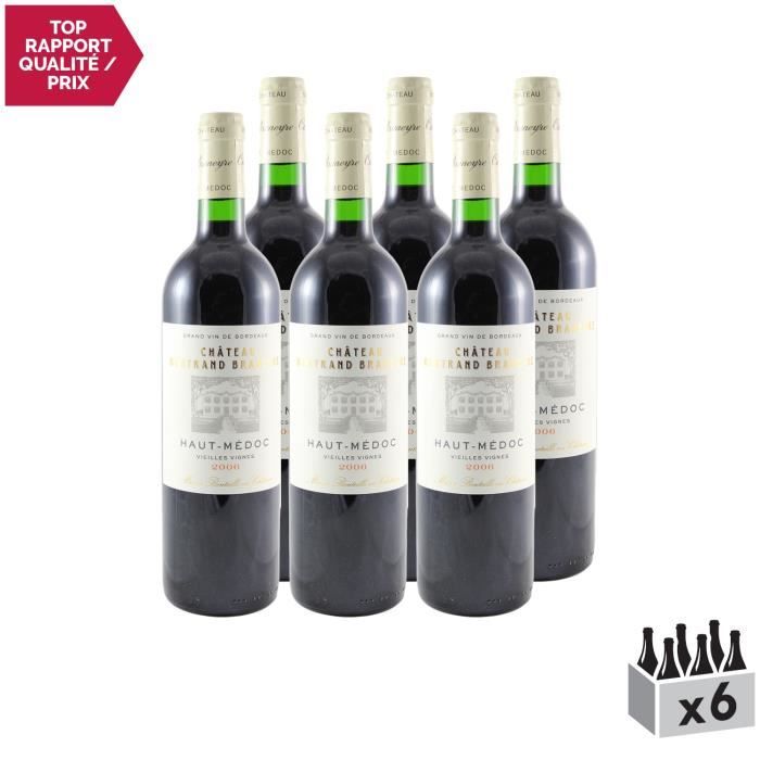Château Bertrand Braneyre Rouge 2006 - Lot de 6x75cl - Appellation AOC Haut-Médoc - Vin Rouge de Bordeaux - Cépages Cabernet