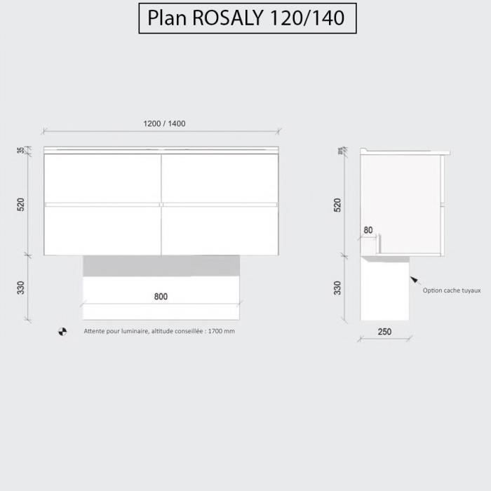 Caisson double vasque ROSALY 120 - Blanc brillant