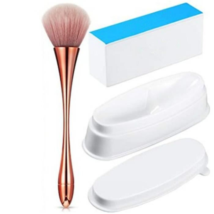 Dip Nail Powder Kit à Français Tremper Avec Plateau de Conteneur de Poudre à Tremper les Brosse à Ongles Lime à Ongles à Ongles Bloc