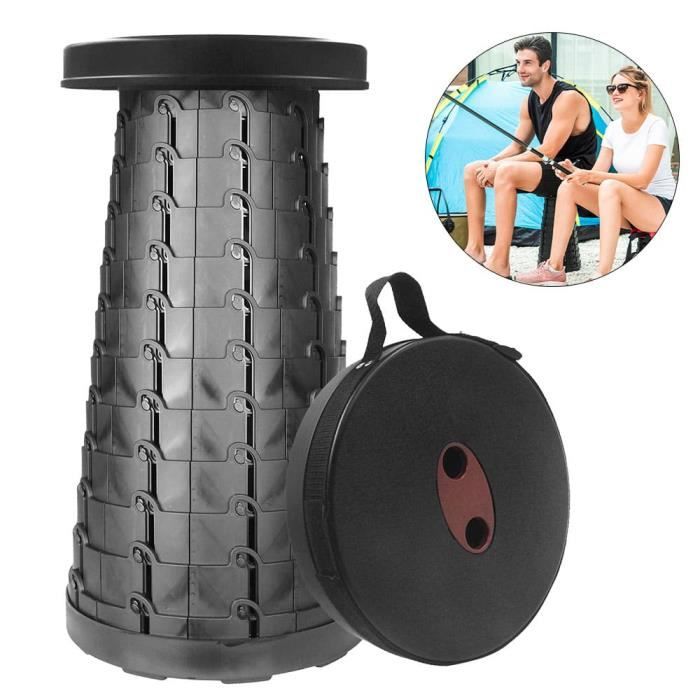 Tabouret pliant réglable pratique pour le camping de pêche en plein air - Noir