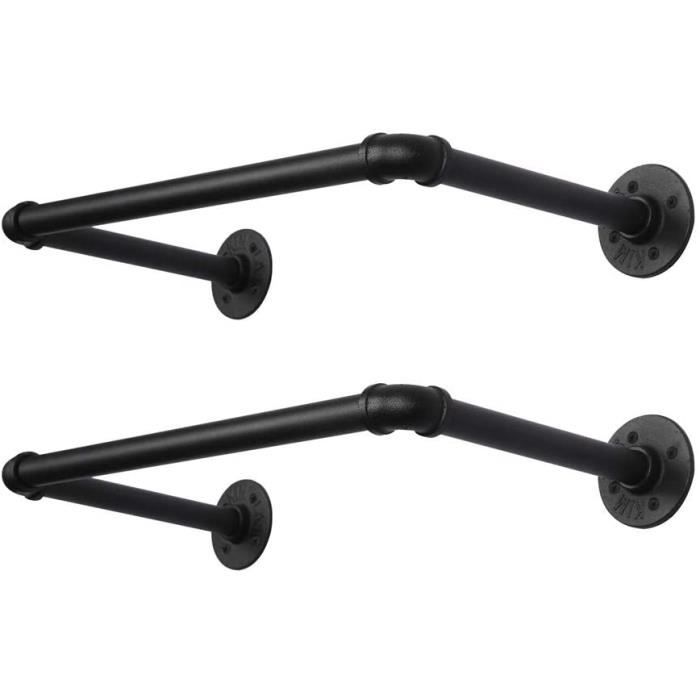 OROPY Tringle à vêtement Industriel, Lot de 2, Porte Manteaux Rétro 49cm, Penderie Murale Rail de Suspension Style Loft de Tuyau Bar