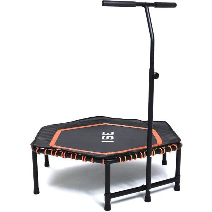 ISE Trampoline de Fitness / Trampoline intérieur et de jardin / 122 cm - Parfait pour l'intérieur / Poignée réglable