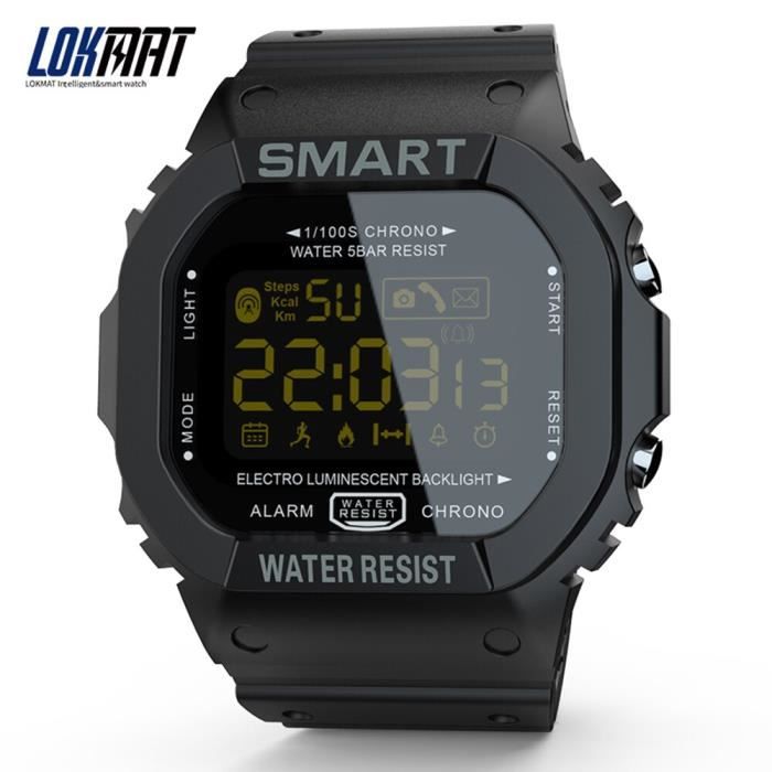 Montre connectée,LOKMAT MK22 montre intelligente Fitness BT hommes intelligents montre Sport podomètre résistance à - Type Black