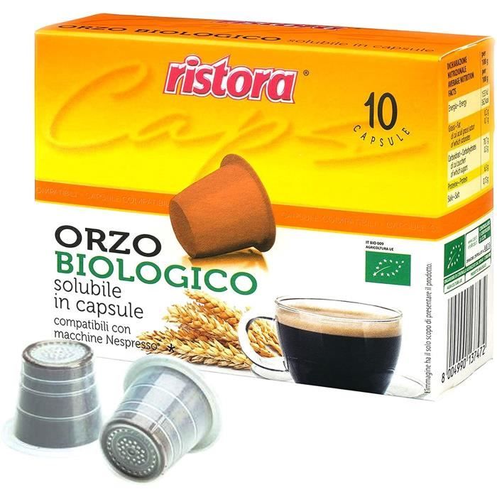 Lot de 50 capsules Ristora Orzo bio dosettes compatibles avec machines à café Nespresso