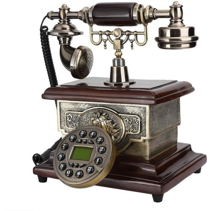 Téléphone ancien, téléphone fixe rétro de bureau avec haut-parleur mains libres, téléphone filaire à l'ancienne pour la