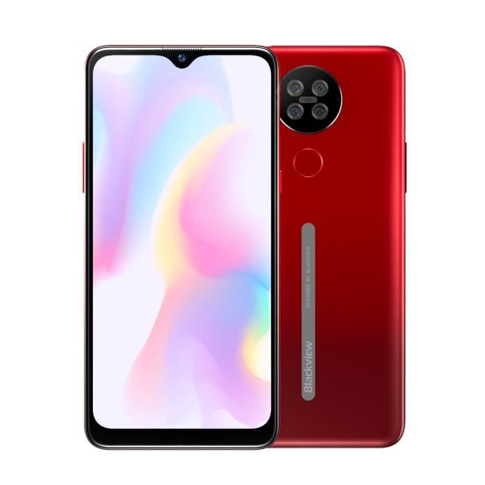 Smartphone 4G Blackview A80S 4Go + 64Go Écran 6.22 Pouces Octa Core Android 10.0 Téléphone Portable Débloqué 13MP Caméra - Rouge